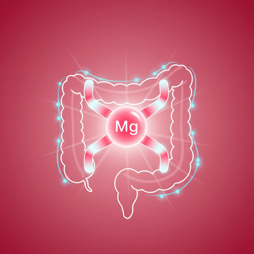 Magnesiumglycinat mit rosa-rotem Hintergrund